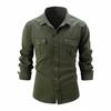 Men's European-style Washed Cotton Long Sleeve Shirt - Casual & Business