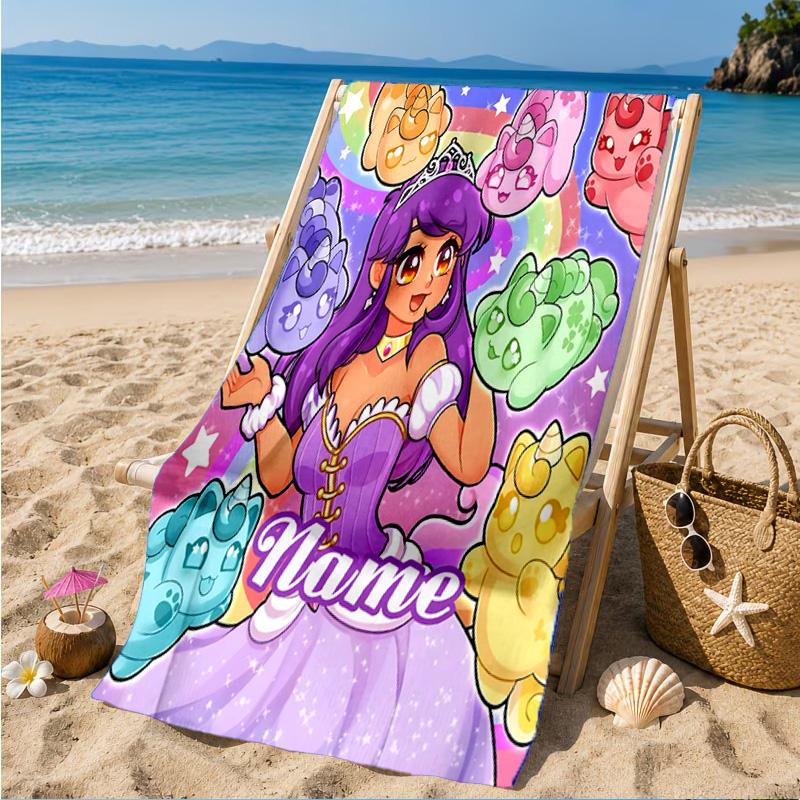 Custom Name Beach Towel Aphmau Candy Adventure Microfiber Beach Towel, Lightweight for Summer Travel, Swimming Pool Fan Birthday Gift