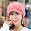 Women's Thickened Rabbit Fur Duckbill Cap with Ear Protection, Korean Style Knitted Beret.