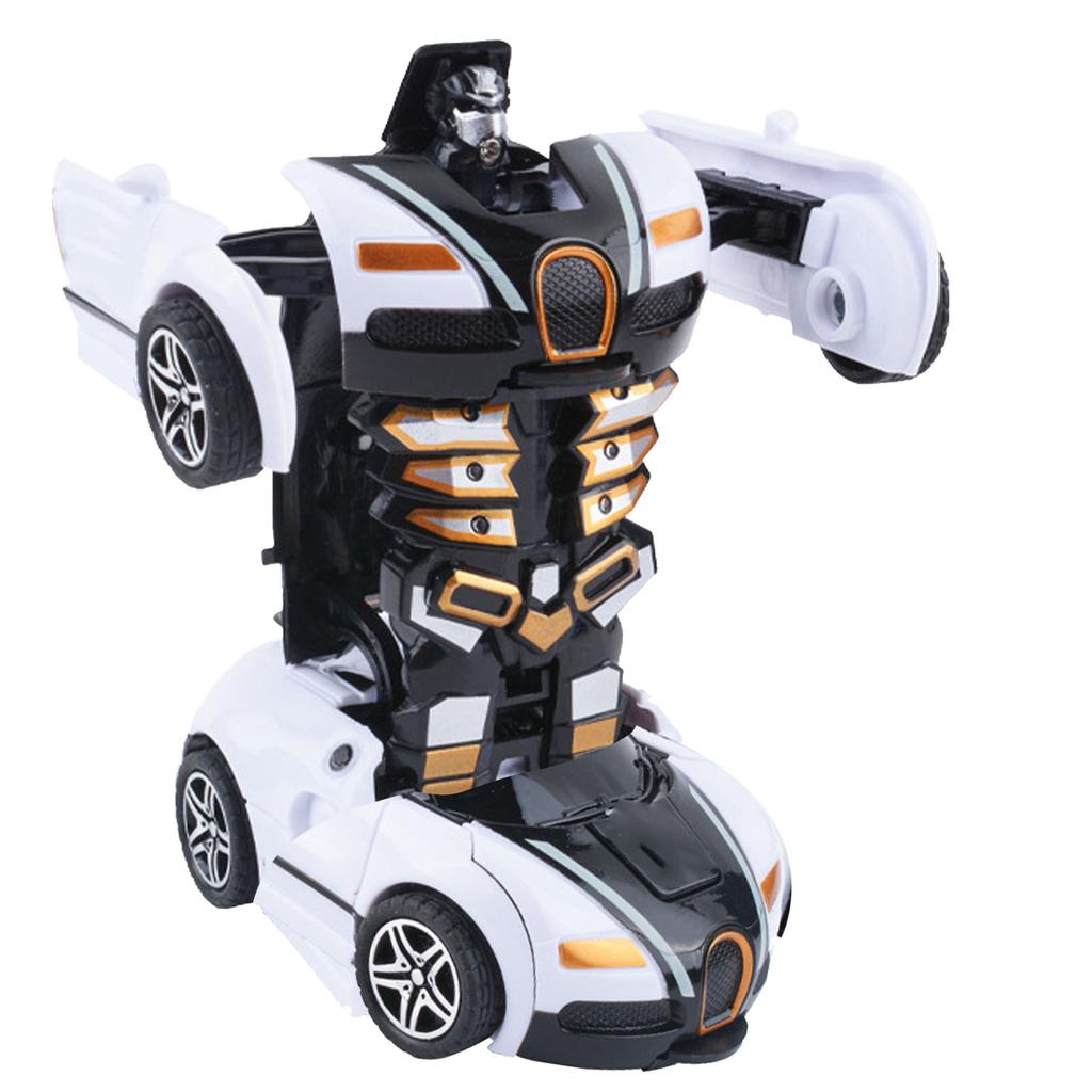 Transformerende billeketøy Slagfast dobbel treghet Robust slitesterk robotbilleketøy for barn Gutter Hvit