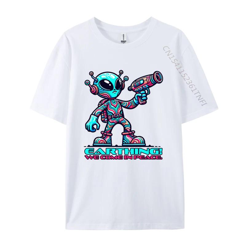 

Mens Clothing Earthling I Come In Peace TShirt Cotton Male Tops Shirt Classic Newest Top Tshirts Casual S