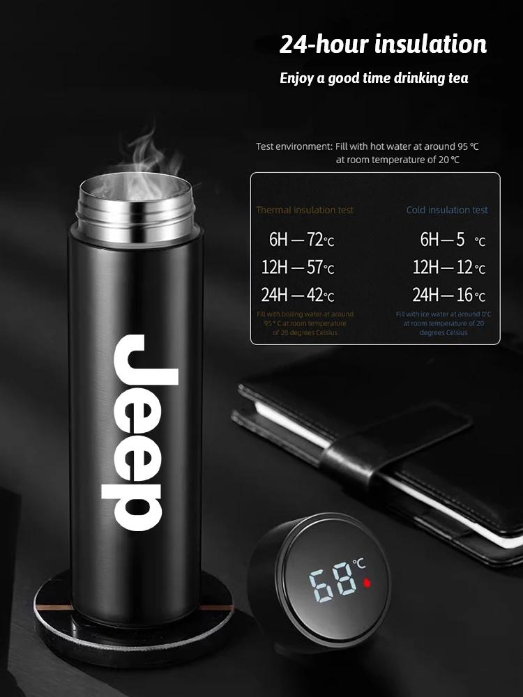 För Jeep Bil Rostfritt Stål Termosflaska LED Intelligens Temperaturkopp För Jeep Grand Cherokee Wrangler Gladiator Compas