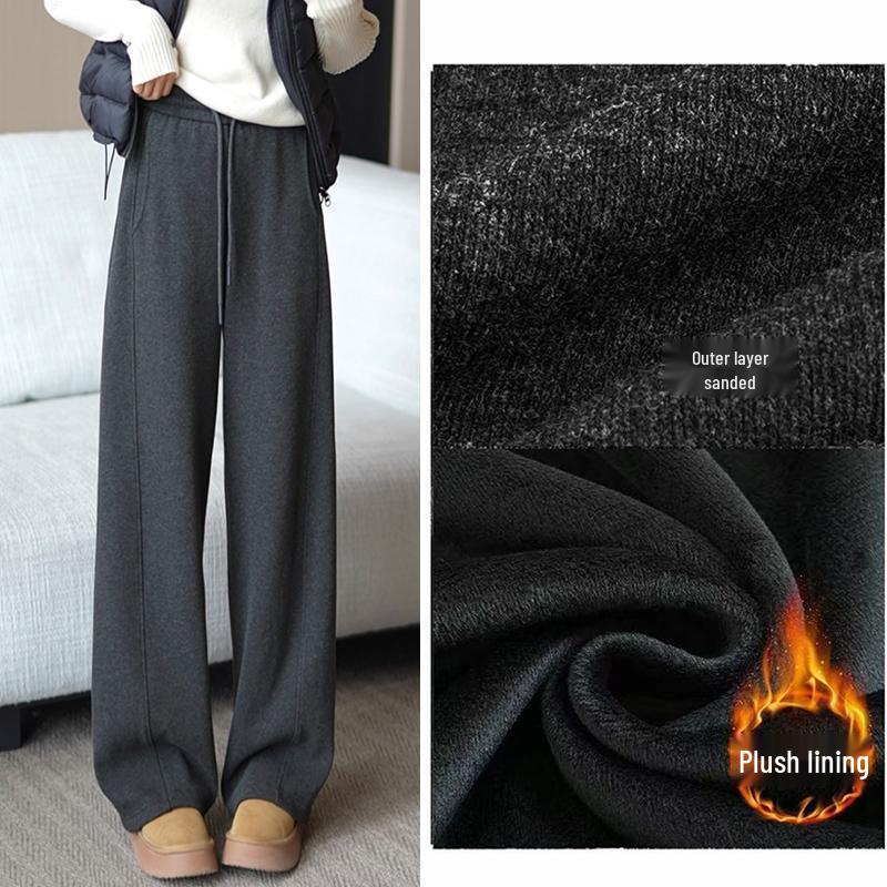 

Women’s Fleece-Lined Wide Leg Casual Pants - Thick, Warm Winter 2025 Style S (80-100 lbs)