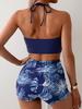 Print Halter Tie Two Piece Bikini For Hot Spring Yoga And Beach Vacation Comfortable Fashion