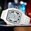 1PC Luxury Watch Men's Fashion Casual Multifunctional Silicone Tape Waterproof Quartz Watch White Blue