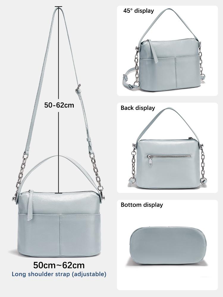 Zency 2025 Chain Handbag Soft Leather Shoulder Top-Handle Crossbody Bag