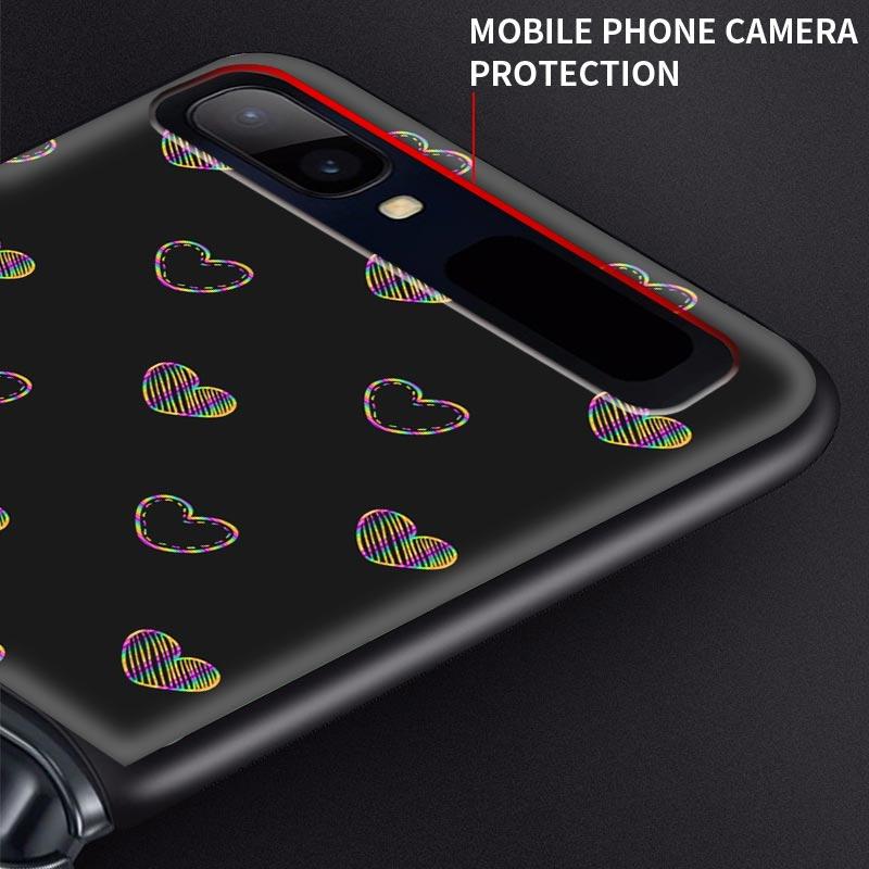 Schwarz Harte Telefon Fall Für Samsung Galaxy Z Flip 3 4 Abdeckung Für Zflip 5g Luxus Zurück Capa Dünne fundas Tasche Tier Nette Liebe Herz