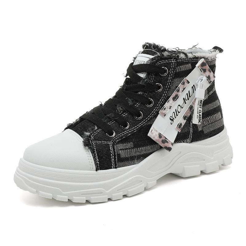 K neue Leinwand High-Top Frühling und Sommer atmungsaktive dicke Sohle höhenverstellbare Freizeitschuhe Sport Martin Stiefel