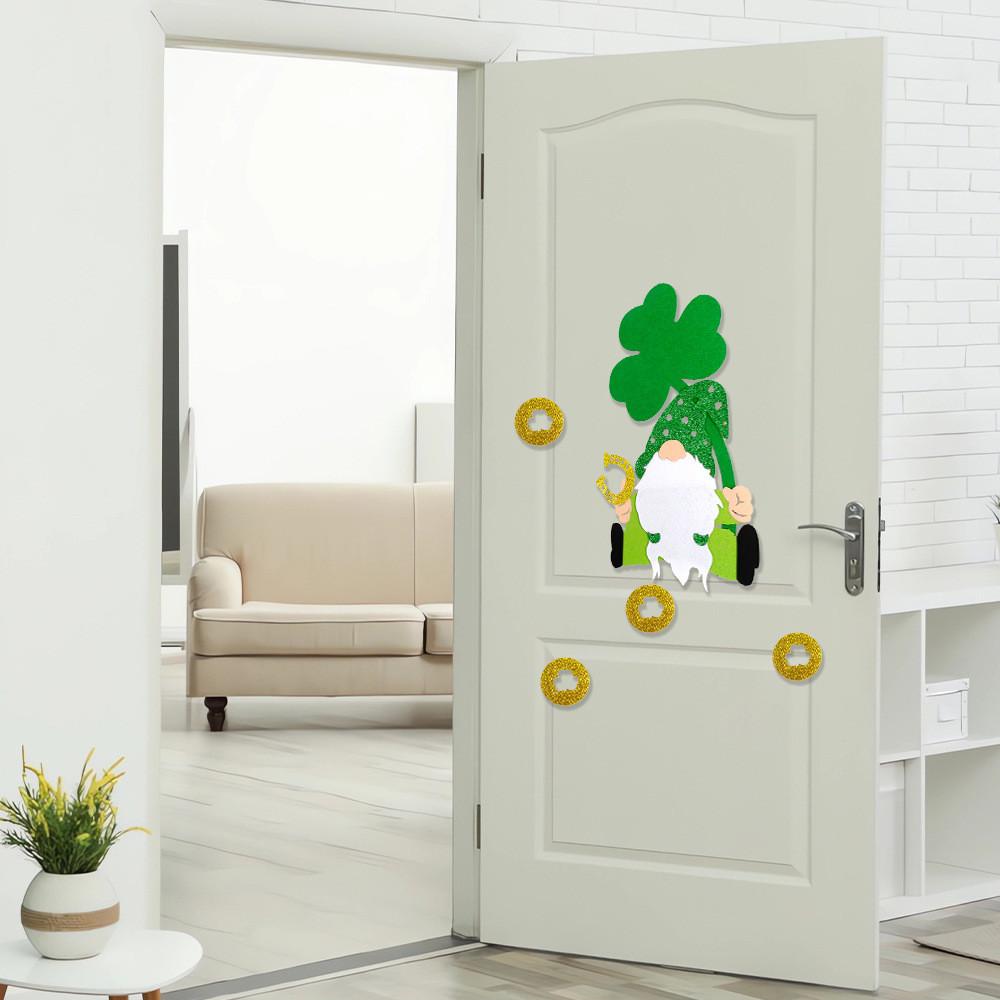 Whimsical St Patricks Day Door Decorations Featuring Playful Leprechaun And Styles Clover