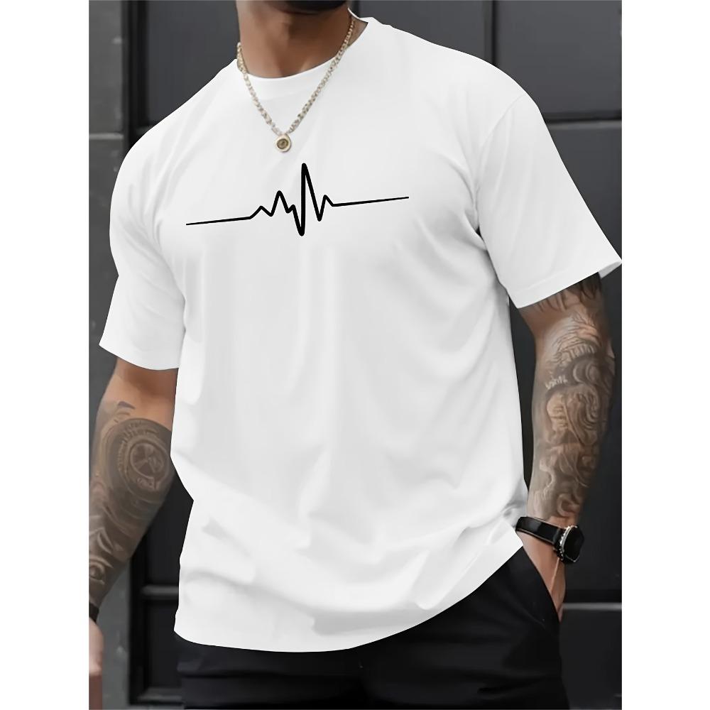 European Sizes Single-Sided Printed Round Neck Short Sleeve T-shirt Creative Printing Men's Shirt