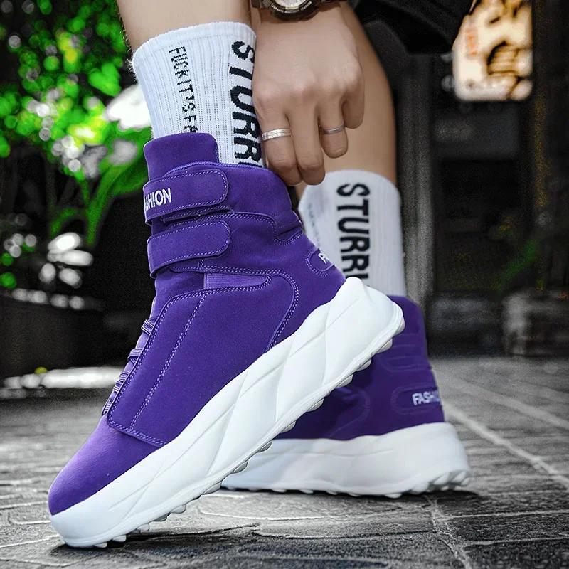 Fashion High Top Red Men's Winter Shoes 2025 Designer Casual Shoes Boots for Men Comfortable Suede Mens Shoes zapatos de hombre