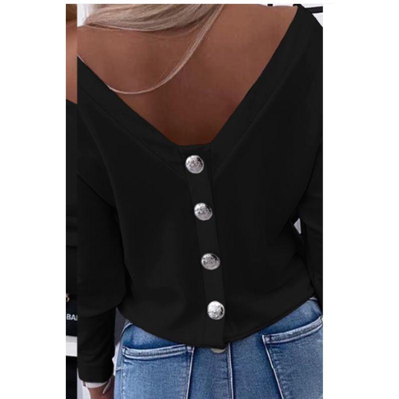 

Easiest for Match Bottoming Shirt Classic Style Early Autumn Long Sleeves Knitwear High Waist Short Top Collarbone Silm Slim Looking Fancy Black L