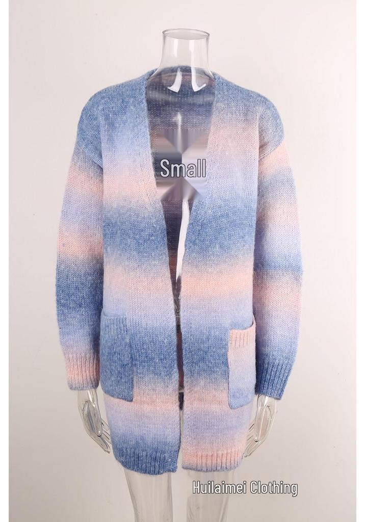 Cardigan en maille arc-en-ciel Hiver 2026 Grande Taille pour Femme