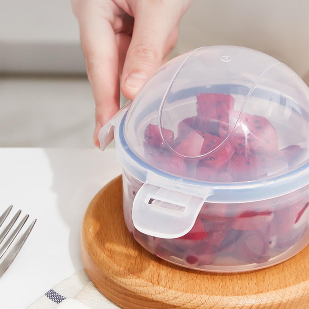 Practical Plastic Fruit Preservation Box with Lid Reusable Apple Storage Box Clear Multipurpose Circular Sealed Box Refrigerator