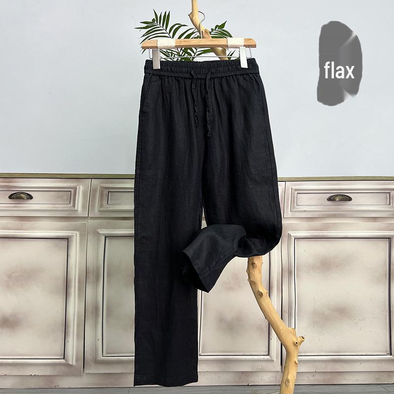 Men's Pure Linen Summer Trousers - Loose Fit, Straight Wide-Leg Casual Pants