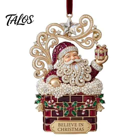 Festive Home Accents Cute Santa Christmas Ornaments, 2D Flat Acrylic Claus Hanging Ornaments Decoration for Holiday Tree, Indoor, Outdoor Party Decor
