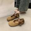 Retro Soft Bottom Flat Bottom Mary Jane Shallow Mouth One-word Buckle Grandma Single Shoes Autumn 2025 New Large Size Leopard Print Women's Shoes