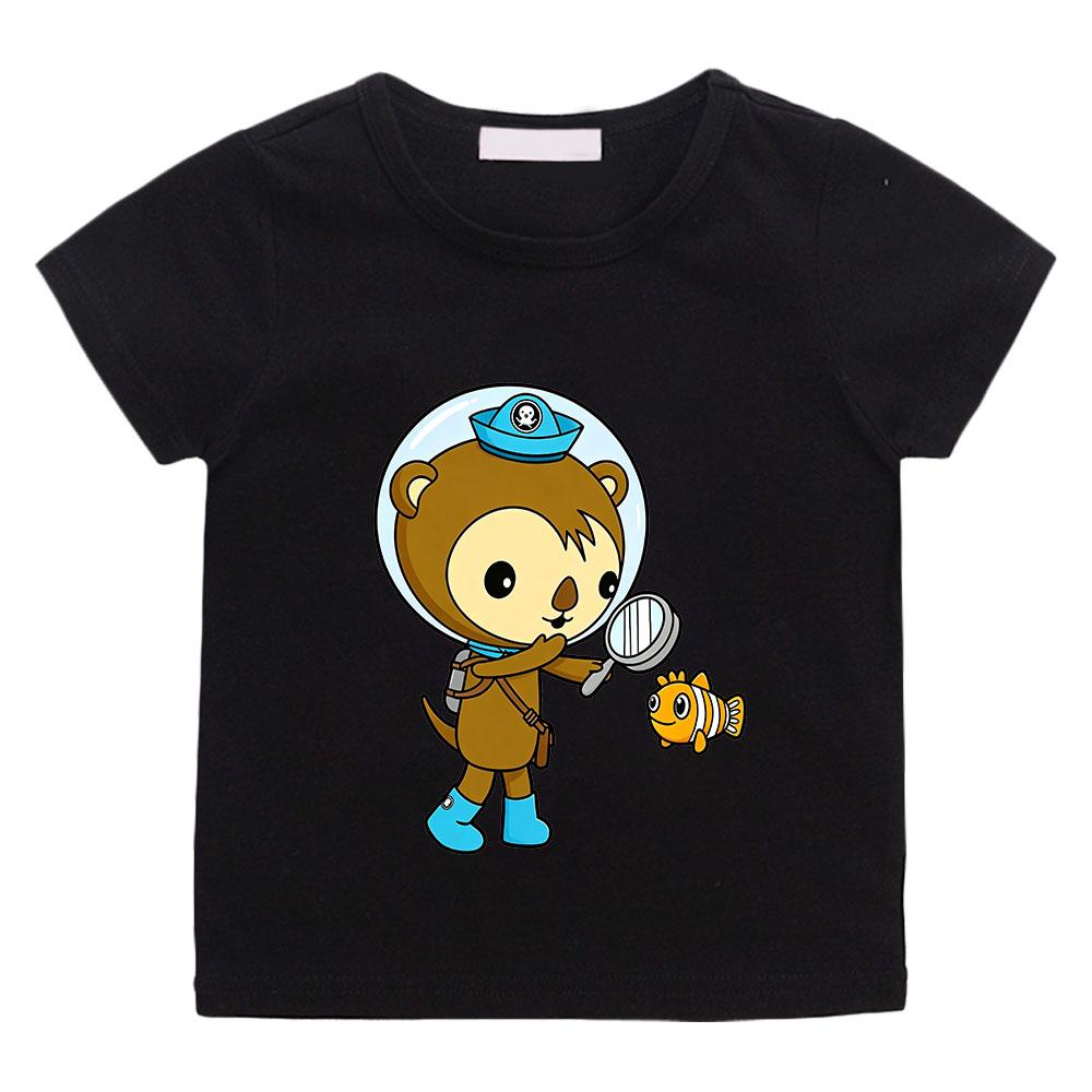 The Octonauts Children s Cotton T-shirts Cartoon Graphic printing Short Sleeve 2-12Y Kids Boys Girls Casual O-neck Tops Summer 100 чёрный