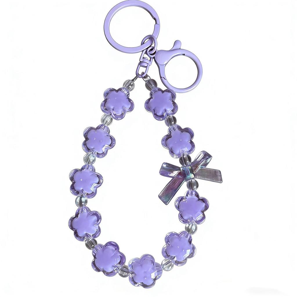 Acrylic Flower Beaded Phone Strap Keychain & Bag Accessory
