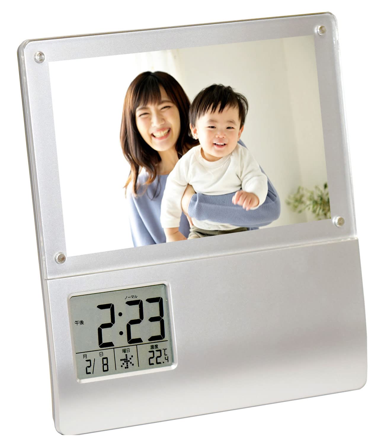 

ADESSO Диктофон для записи голоса Фоторамка Часы Подарок ко Дню уважения к пожилым людям 100 x 150 мм Размер L Часы Будильник Календарь Отображение температуры