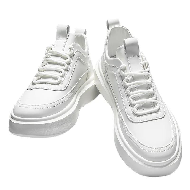 Breathable Summer Men'S Shoes Casual Sports Versatile Thick Sole Increase Shoe Board Shoes Men'S White Color Rubber Outsole