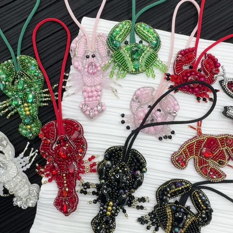 Crayfish  Beaded Bag Pendant Crab Bag Accessories Cute Creative Bag Decorative Chain Lanyard