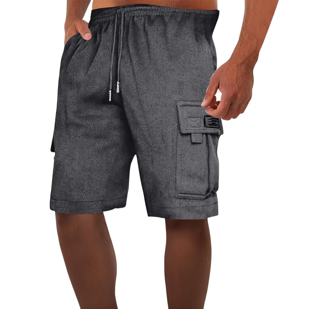 Shorts Masculinos Casuais com Cordão Cintura Elástica Shorts Esportivos para Homens com Bolsos Shorts de Academia para Homens Shorts Cargo para Homens