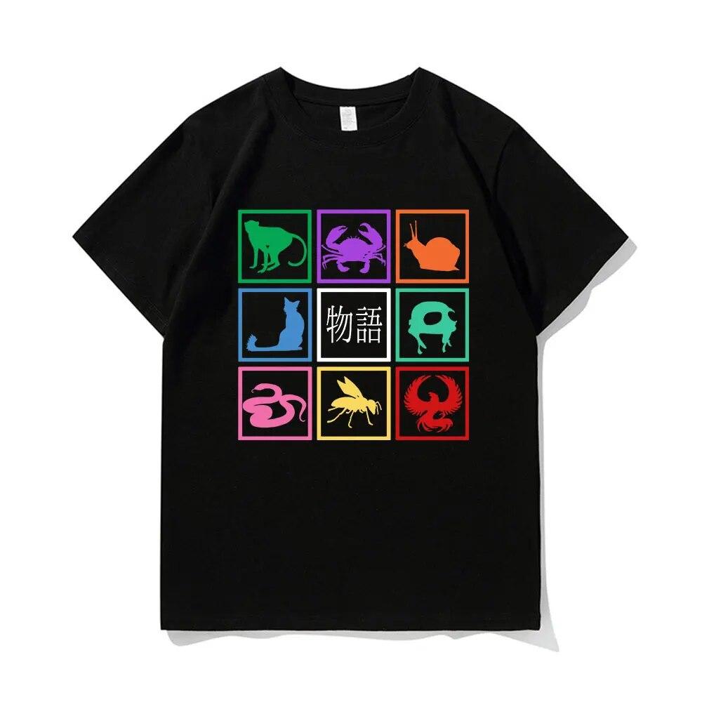 Черная футболка с графическим принтом японской манги Monogatari женская футболка унисекс футболка большого размера забавная уличная одежда в стиле Харадзюку топ L 2343₽