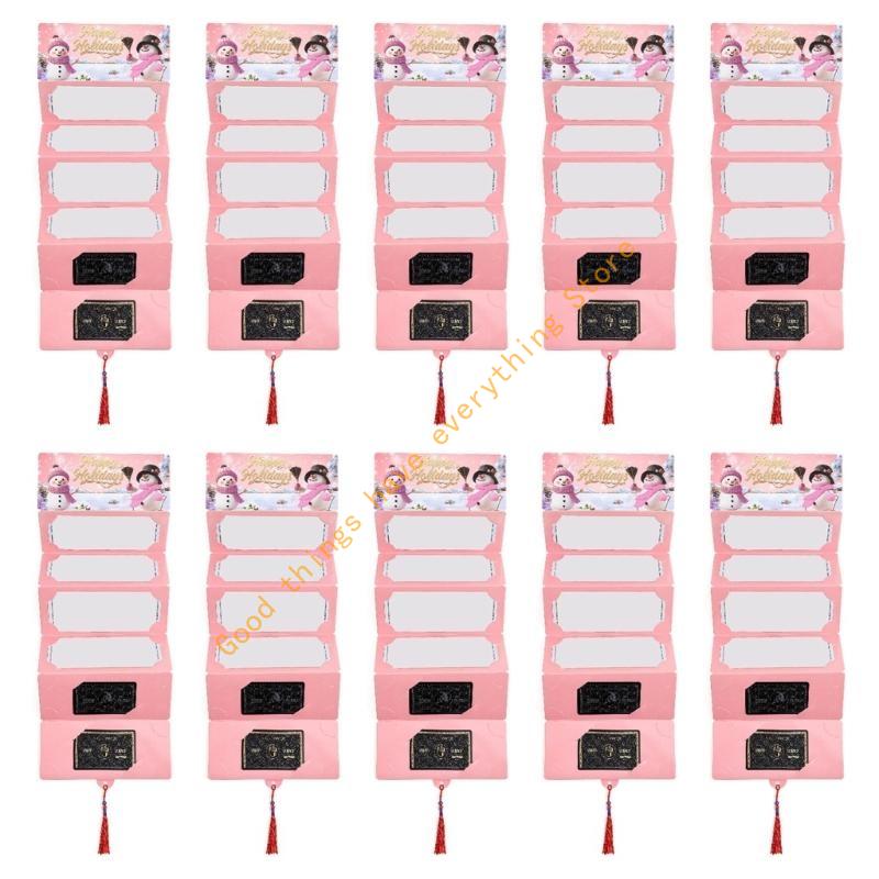 

Santa 10 Pocket Cash Organiser Festival Paper Gift Envelope Christmas Surprise Party Essential For Gift Exchange 55KF розовый