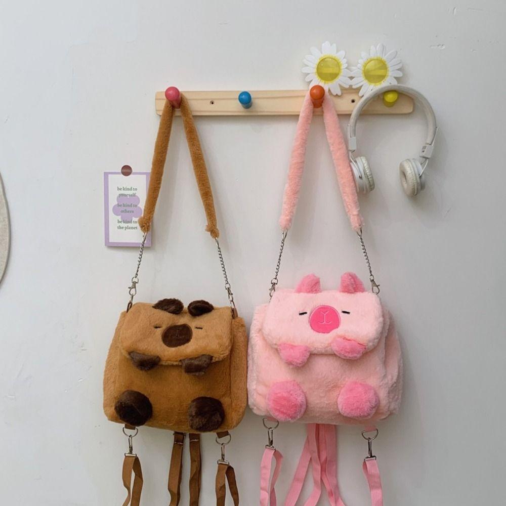 

Kawaii Plush Backpack Siamese Cat Cartoon Shoulder Bag Gift Capybara Crossbody Bag Girls Style 3