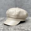 Big Head Circumference Beige Leather Octagonal Hat Women'S Season Trendy British Retro Painter Hat Japanese Beret