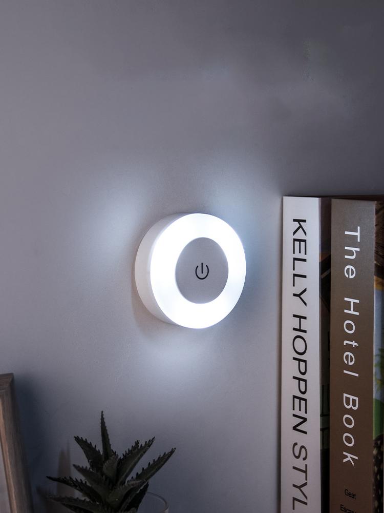 

Energy Saving Led Touch Sensor Night Lights USB Rechargeable Magnetic Wall Light Room Aisle Bedroom Round Portable Night Lamp USB Plug