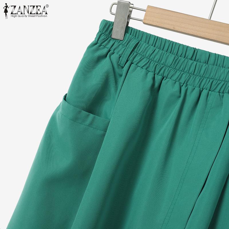 ZANZEA Women Casual Elastic Waist Solid Color Loose Skirts