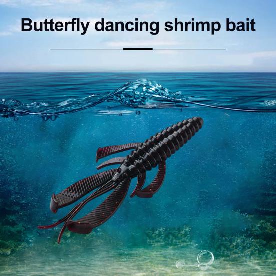Shrimp Lure Fishing Bait with Twin Ridge Tails Realistic Looking Bright Color Portable Soft Bait Artificial Shrimp Lure