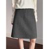 Retro High-Waisted Plaid Wool Blend Mini Skirt - Women's Winter Korean Style Bodycon Skirt