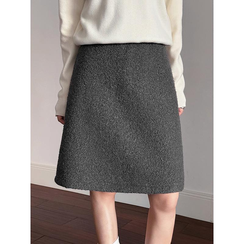 Retro High-Waisted Plaid Wool Blend Mini Skirt - Women's Winter Korean Style Bodycon Skirt