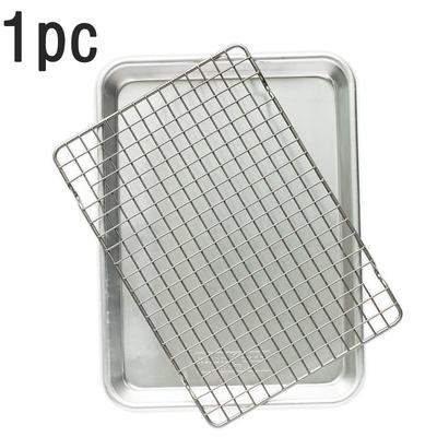 Baking Pan with Drain Rack, 430 Stainless Steel Oven  Cookie Sheet for Roasting, Grilling & Food Preparation