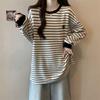 Women's Plus Size Striped Long Sleeve T-Shirt - 2025 Autumn/Winter Stylish Slimming Base Layer Top