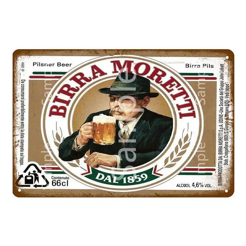 

Пиво Moretti пиво метал дитячий вінтажний паб бар клуб чоловік печера олово пластини настінний декор італійський алкогольний напій метал 30x40cm(11.8x15.7inch)