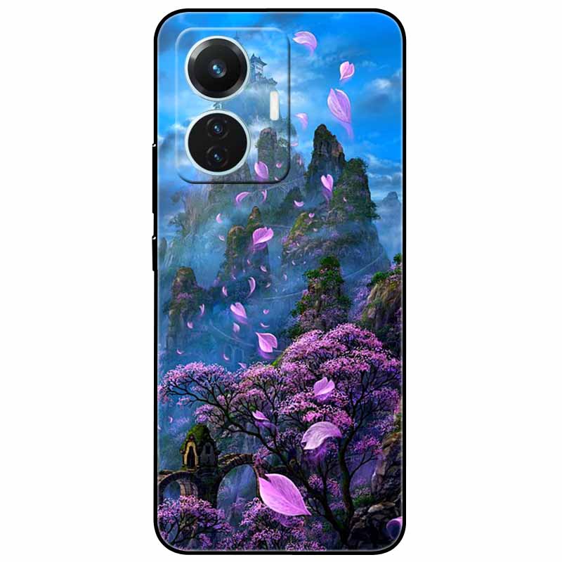 For Vivo T1 4G Case V2153 Covers TPU Black Silicone Starry Moon Cover for Vivo T1 44W Case Shockproof Soft X100 Pro Shells