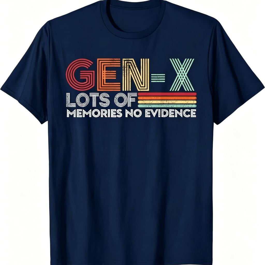 Gen X Lots Of Memories No Evidence Graphic Tshirt Casual Cotton Crew Neck Tee For Men