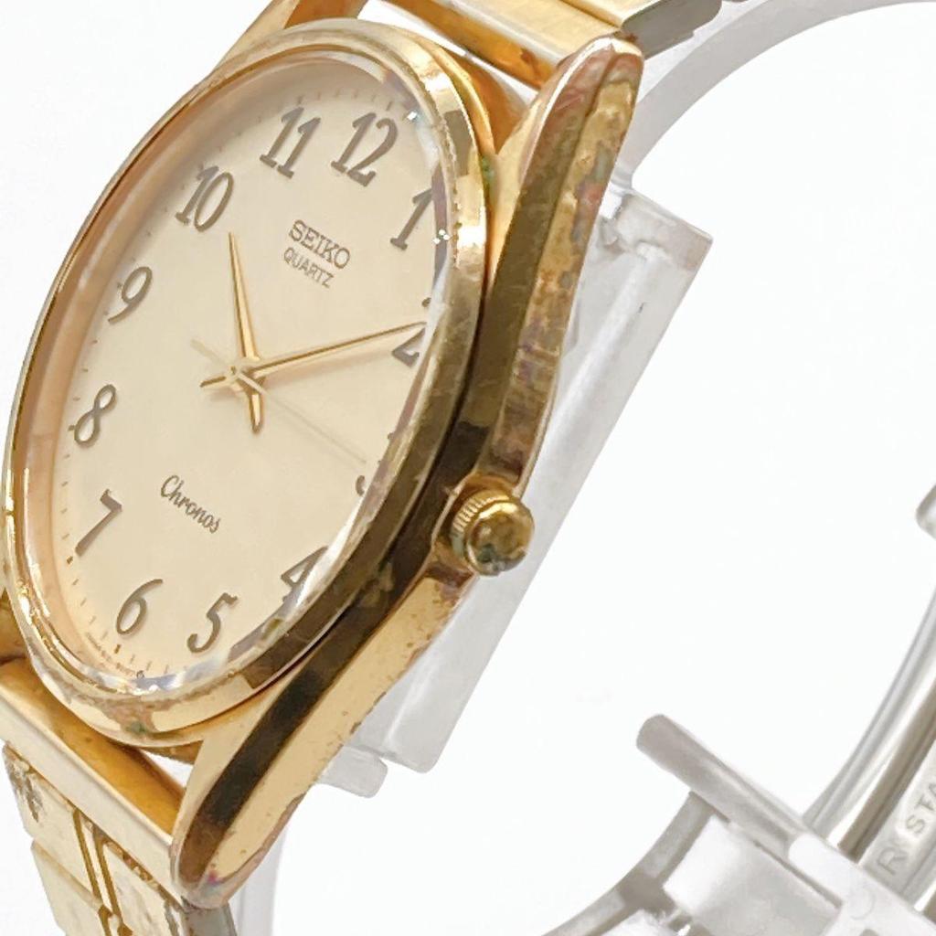 Used 373 SEIKO Chronos Watch Men's Quartz New Battery Gold