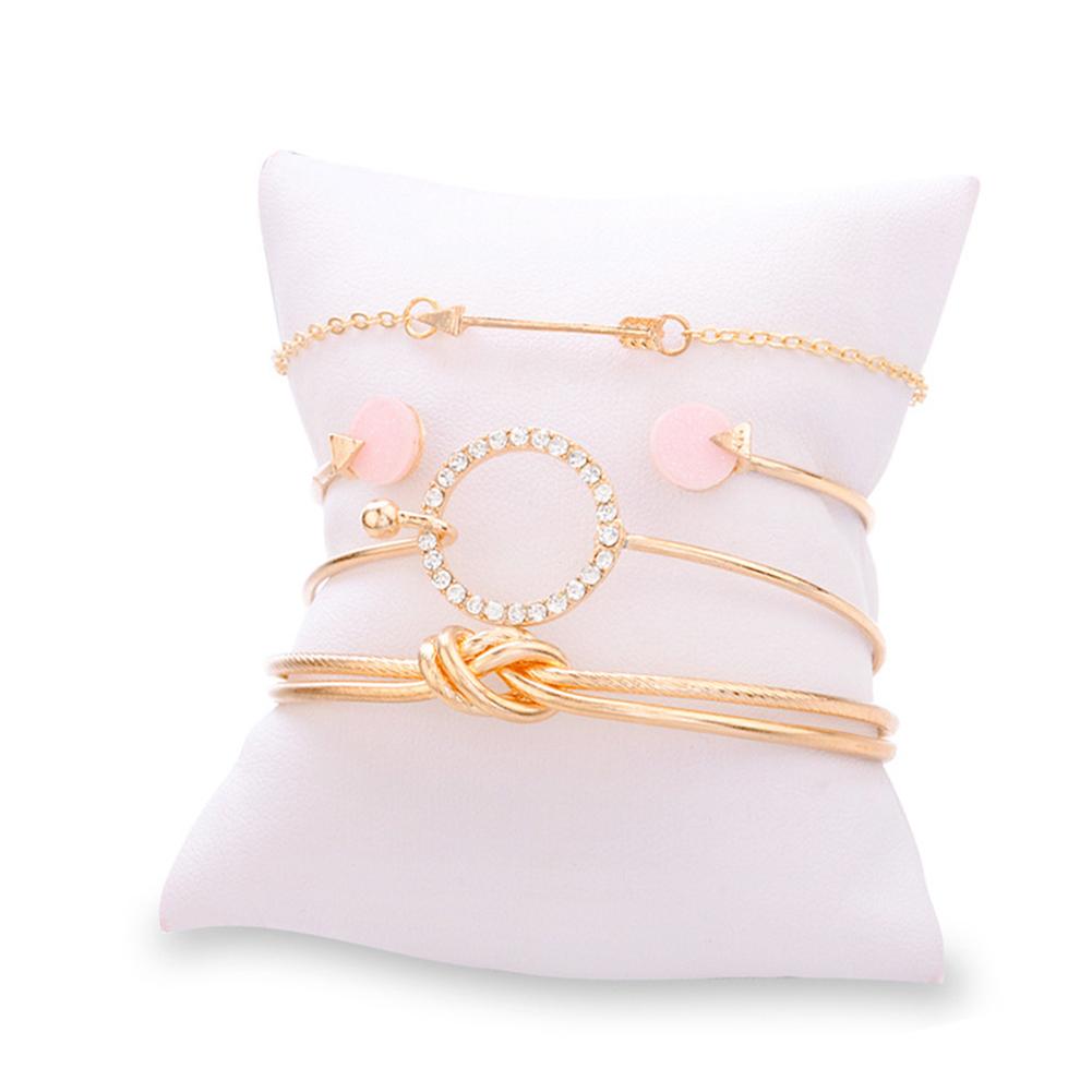 Set of Vintage Simple Women's Wrist Chain Arrows Ring Adjustable Open Bracelet