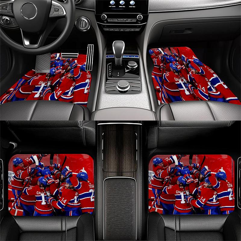 Montreal Canadiens pattern Black Car Floor Mats Full Coverage All-Season Car Mats, XPE Non-Slip And Wear-Resistant Mats Suitable for SUV Interiors, T