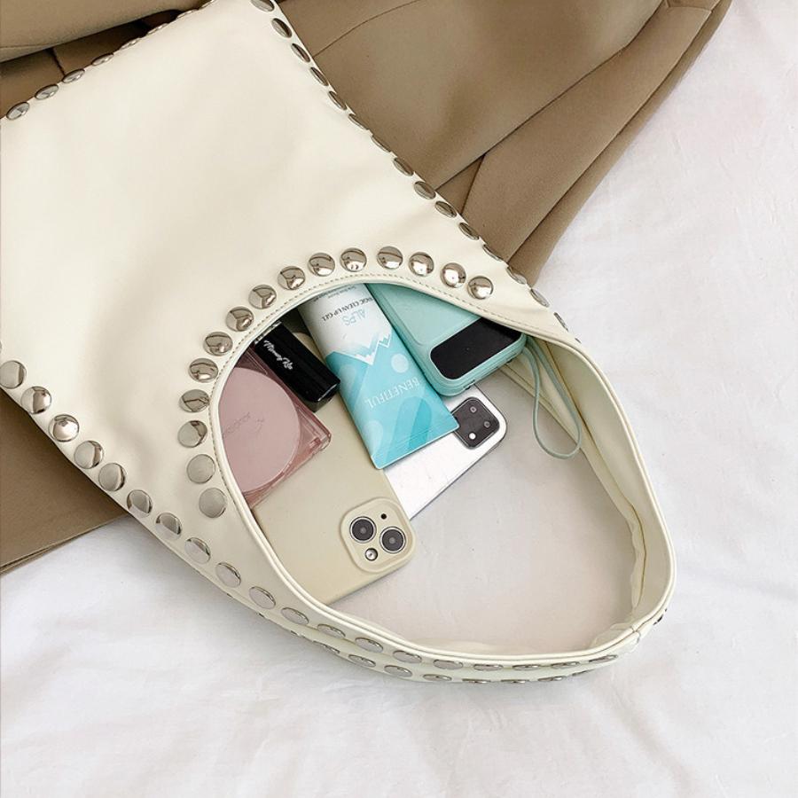 Retro Nieten Tragetasche Neue Mode Große Kapazität Kunstleder Schulter Handtasche Lässige Pendler Tasche CLE