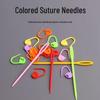Large Plastic Knitting and Sewing Needles Set with Safety Crochet Hook and Colored Stitch Markers for Children's Crafts