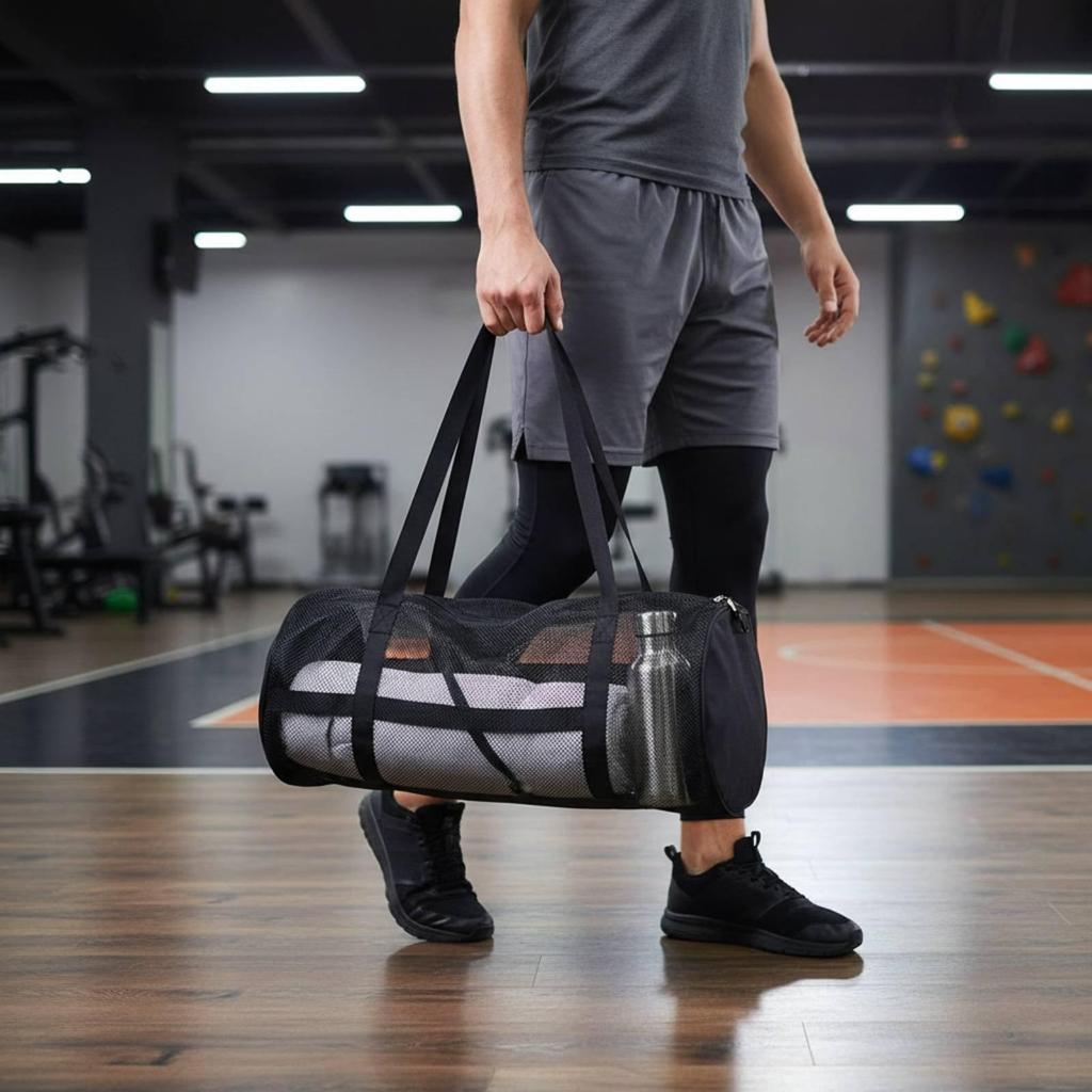 Athletic Gear Carrier Bag Sturdy Large Capacity Mesh Lightweight for Gym