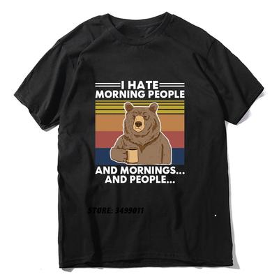 Herren Niedliches Grafik T-Shirt Bär Ich hasse Morgenmenschen Vintage Design T-Shirt Herren Weihnachtstag Harajuku T-Shirts
