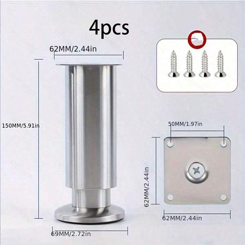 4Pcs Adjustable Metal Furniture Legs Stainless Steel Sofa Feet Couch Leg Replacement Cabinet Legs Durable Furniture Accessories