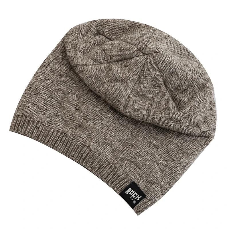 Sale Unisex Beanie Hats For Men & Women Warm Ski Winter Hat Rock Letter Label Decor Plush Lined Warm Knitted Hat